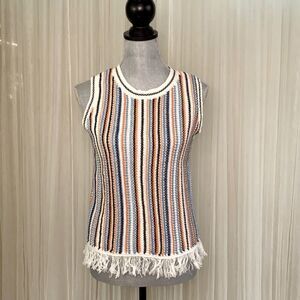 🟢3 for $20—-LOU & GREY striped fringed top/sweater vest multicolor